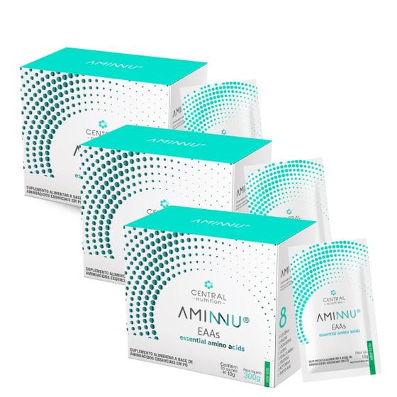 Imagem de Kit 3 Aminnu EAAs  Aminoácidos 30 Sachês 10g Central Nutrition