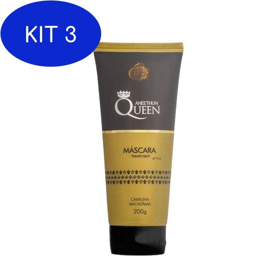Kit 3 Aneethun Queen Máscara de Tratamento 200g Máscara Capilar