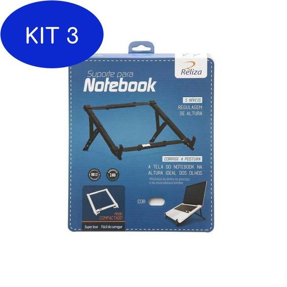 Imagem de Kit 3 Apoio Para Notebook Suporte Regulável Branco Reliza 1Un