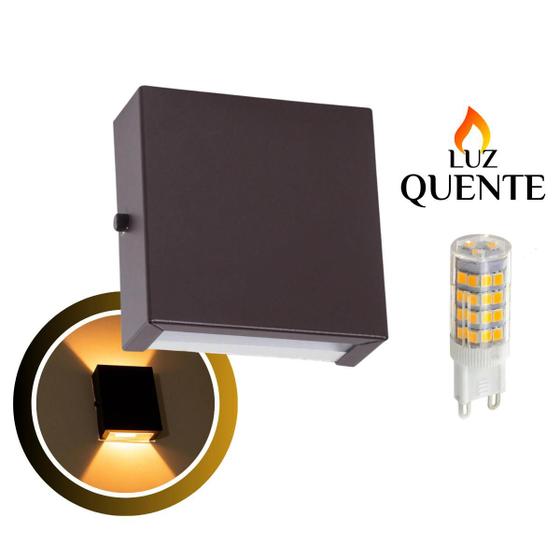 Imagem de Kit 3 Arandela Mini Slim 2 Focos 10x12x4cm Bivolt Com Lâmpada G9 Interna Externa Muro Parede - 143