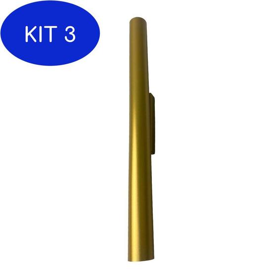 Imagem de Kit 3 Arandela Tubo Cilindro Alumínio Dourado 40Cm