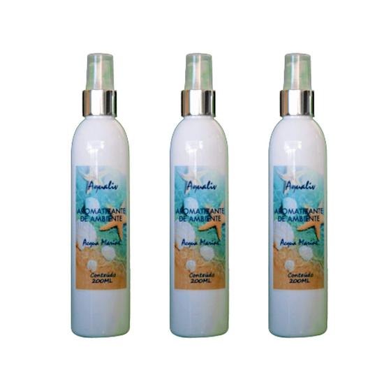 Imagem de Kit 3 Aromatizador Ambientes Aroma Acqua Marine Frasco 200ml