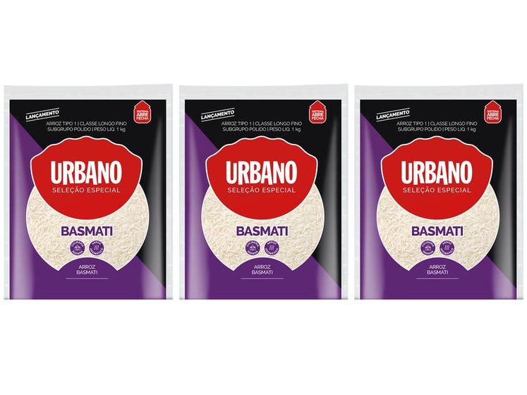 Kit 3 Arroz Tipo 1 Basmati Urbano 1kg Arroz Magazine Luiza