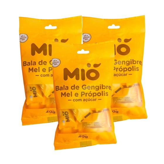Imagem de Kit 3 Bala de Gengibre, Mel e Própolis Mió 40g