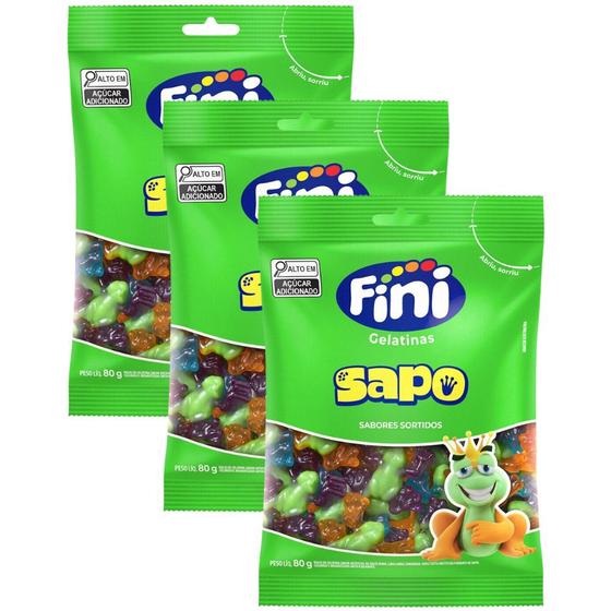 Imagem de Kit 3 Balas Fini Gelatinas Sapo Sabores Sortidos 80g