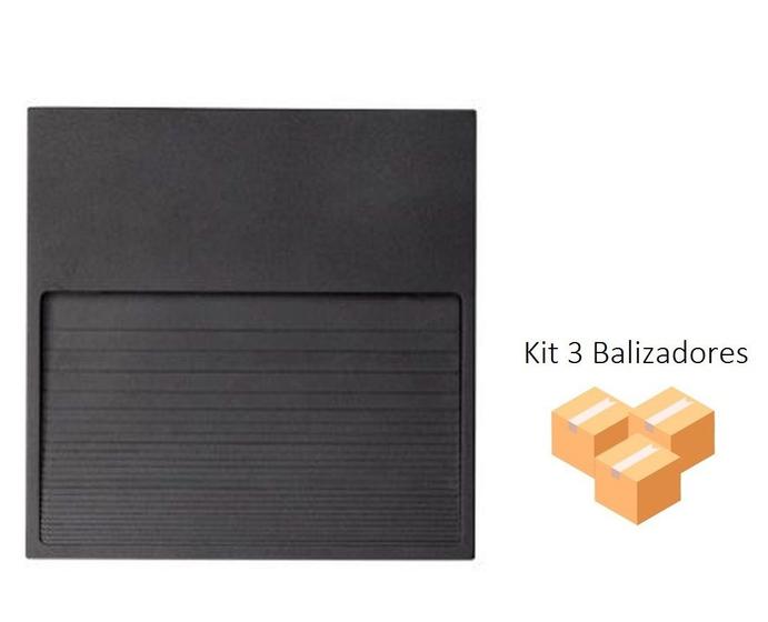 Imagem de Kit 3 Balizadores Fit 3W 3000K IP65 Preto 4x4