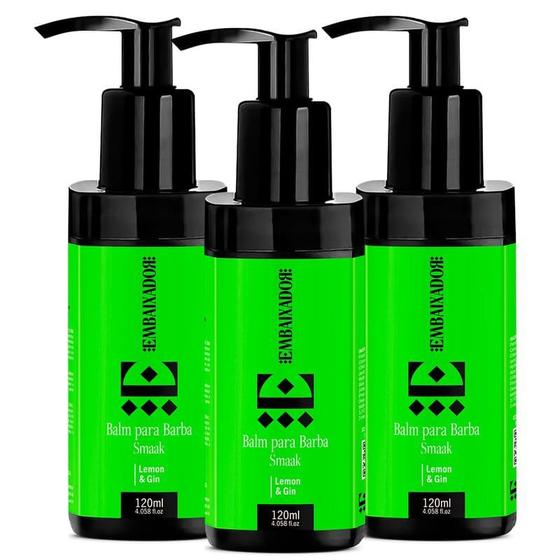 Imagem de Kit 3 Balm Para Barba Smaak Lemon & Gin Embaixador 120ml