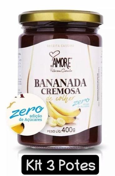 Imagem de Kit 3 Bananada Cremosa Premium 400g Zero Açucar Rb Amore