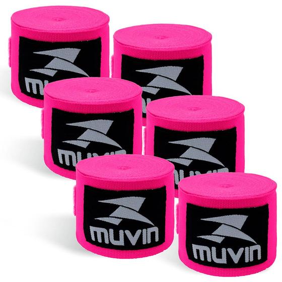 Imagem de Kit 3 Bandagem Elástica Muvin 5 metros - Alça Polegar Proteção Mãos e Punhos - Luta - Boxe Muay Thai MMA Artes Marciais