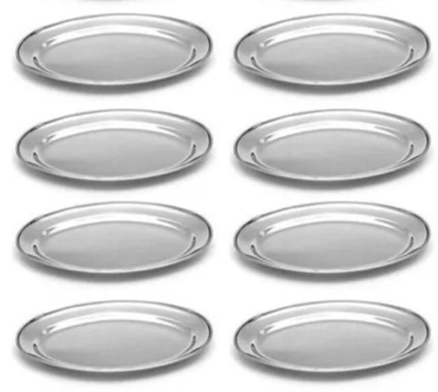 Imagem de Kit 3 bandejas travessa oval 26cm aço inox alta resistência