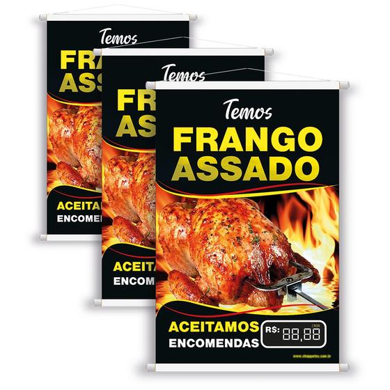 Imagem de Kit 3 Banner Frango Assado Impresso Em Alta Qualidade