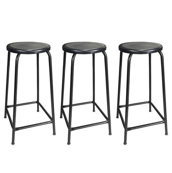 Imagem de Kit 3 Banqueta Banco Alta 65cm Empilhavel Para Cozinha Balcão Bar Preta