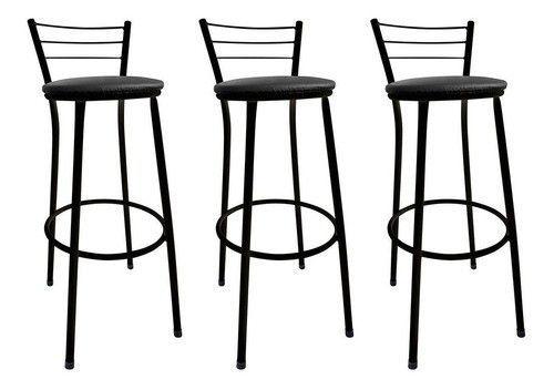 - Kit 3 Banquetas Bistrô Aço Pintura Epóxi Preta Assento Preto Menor preço em - Kit 3 Banquetas Bistrô Aço Pintura Epóxi Preta Assento Preto