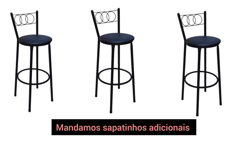 Kit 3 Banquetas Bistrô Bar Restaurante Aço Preto Assento Preto Menor preço em Kit 3 Banquetas Bistrô Bar Restaurante Aço Preto Assento Preto