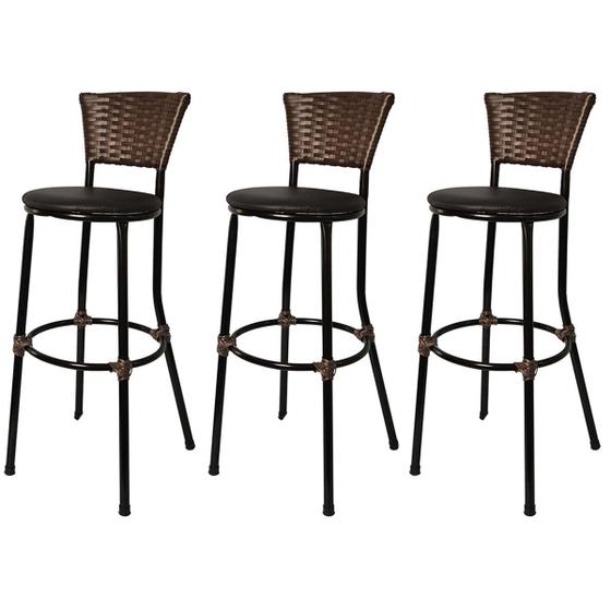 Kit 3 Banquetas Bistro Cuba Café Assento Preto Menor preço em Kit 3 Banquetas Bistro Cuba Café Assento Preto
