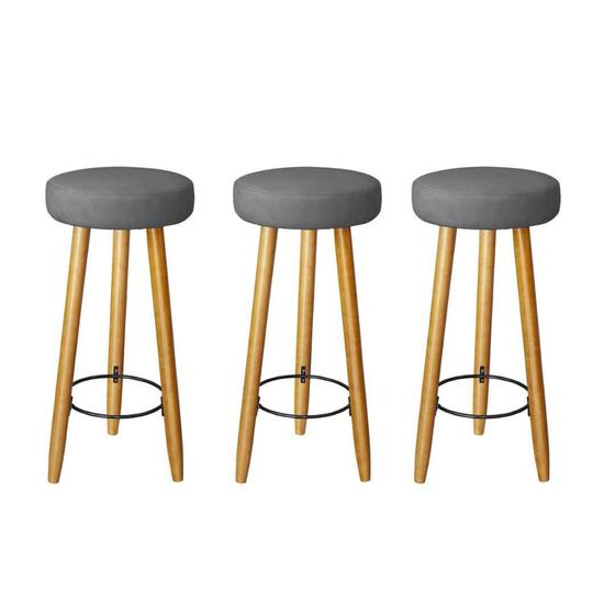 Imagem de Kit 3 Banquetas Decorativas 71cm Pés Pálito Italian - Mafer
