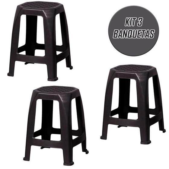 Kit 3 Banquetas Plásticas Reforçada Adulto +Leve e Compacta Menor preço em Kit 3 Banquetas Plásticas Reforçada Adulto +Leve e Compacta
