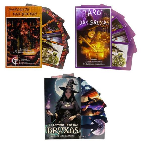 Imagem de Kit 3 Baralhos Das Bruxas Tarot Wicca Com Manual + Presente