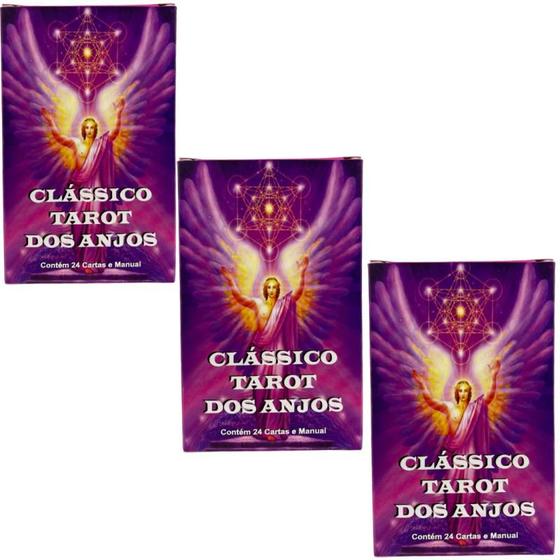 Imagem de Kit 3 Baralhos Tarot Clássicos dos Anjos Rosa 22 Cartas