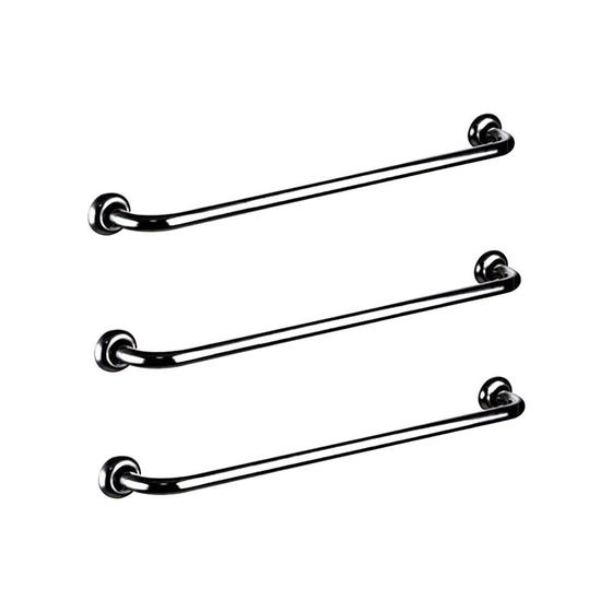 Imagem de Kit 3 Barras De Apoio Para Banheiro De 60Cm Idosos E Pne