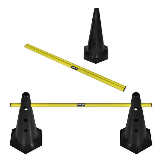 Imagem de Kit 3 Barreiras de Salto com Cone 50cm Muvin  Ajustável  Desmontável  Treinamento Funcional  Agilidade 
