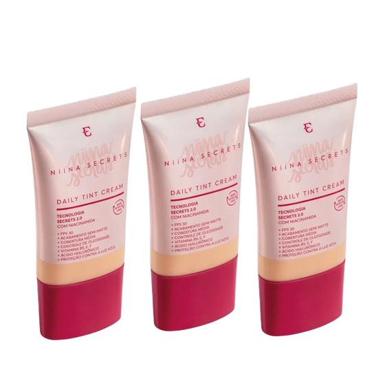Imagem de Kit 3 Base Líquida Cor 03 Niina Secrets Eudora Daily Tint 25ml