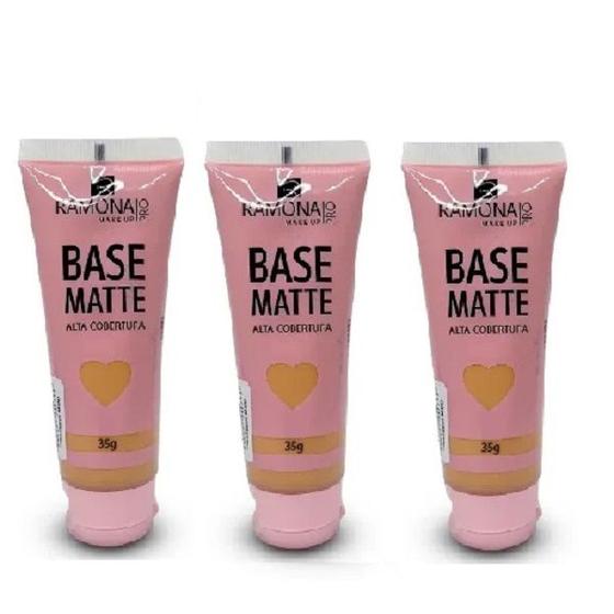 Imagem de Kit 3 Base Matte Cor 03 Bege Médio 35gr - Ramona Make Up