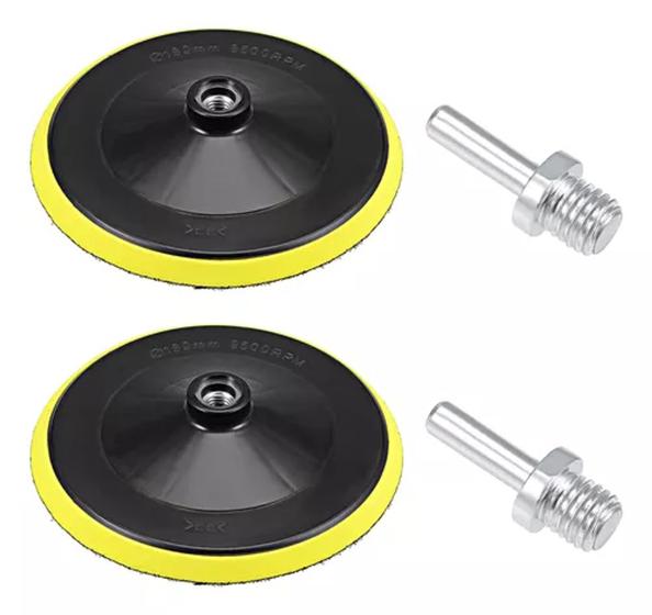 Kit 3 Base Suport Lixa tiras autocolantes 150mm Rosca M14 + Adaptador Menor preço em Kit 3 Base Suport Lixa tiras autocolantes 150mm Rosca M14 + Adaptador