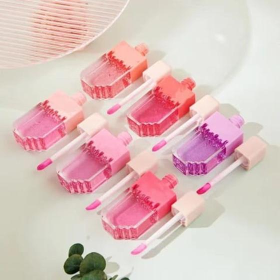 Imagem de Kit 3 Batom lip gloss glitter formato picolé mudança de cor brilho natural