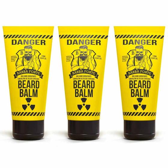Imagem de Kit 3 Beard Balm Danger Bálsamo Hidratante com Blend de Óleos Especiais 170g Barba Forte