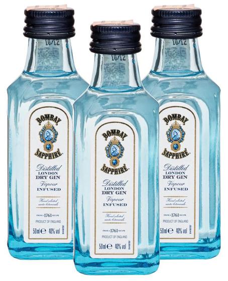 Imagem de Kit 3 bebida gin bombay sapphire mini miniatura 50ml