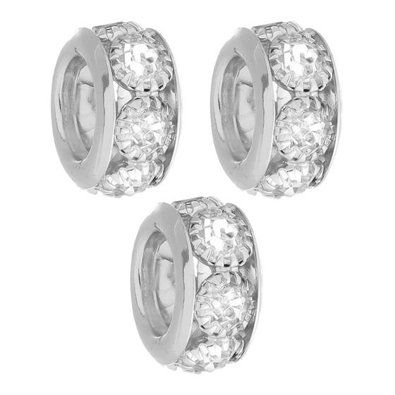 Imagem de Kit 3 Berloques Separadores Strass Cristal Banhado a Prata 925