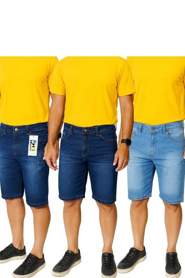 Imagem de kit 3 Bermuda Masculina Jeans Elastano