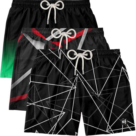 Imagem de Kit 3 Bermuda Masculina Short Praia Estampado Surf Boardshort Verão Moda Estilosa Fitness