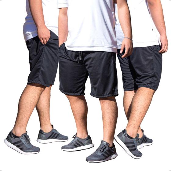 Imagem de KIT 3 Bermudas Dry Fit  Shorts Plus Size Lisa Cintura com Elástico 109