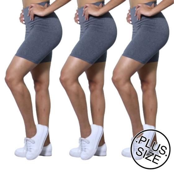 Imagem de Kit 3 Bermudas Plus Size Heide Ribeiro Basic Suplex Academia