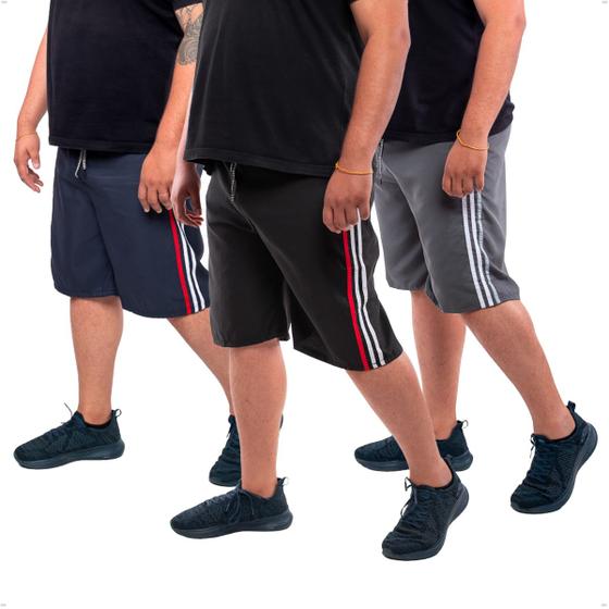 Imagem de Kit 3 Bermudas Plus Size Masculina Short Tactel Treino Academia