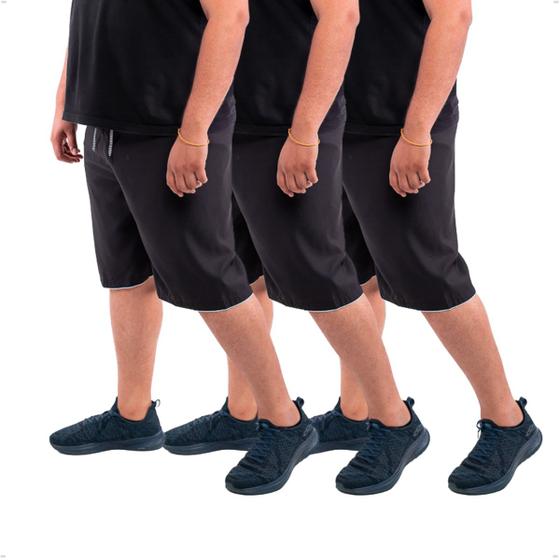 Imagem de Kit 3 Bermudas Plus Size Masculina Tactel 