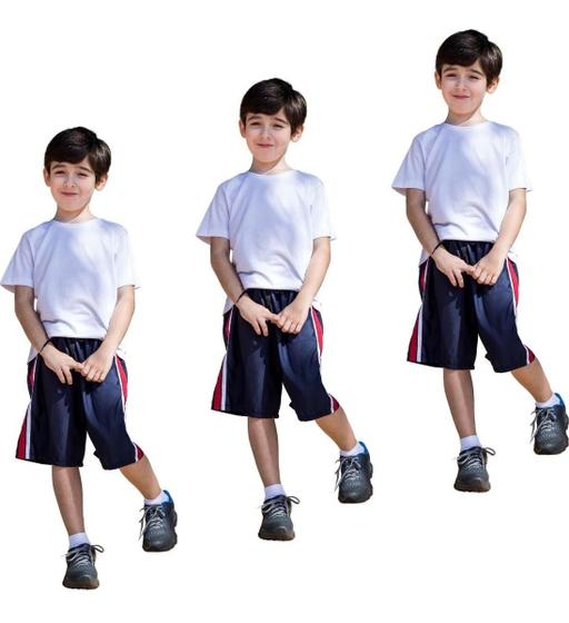 Imagem de Kit 3 Bermudas Short Tactel Esportivo Uniforme Escolar 214