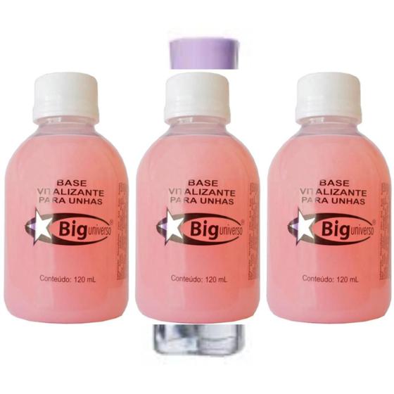 Imagem de Kit 3 BIg Universo - Base Vitalizante para Unhas Rosa 120ml