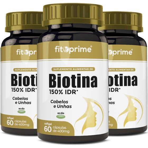 Imagem de Kit 3 Biotina 150% IDR 60 Cápsulas Fitoprime