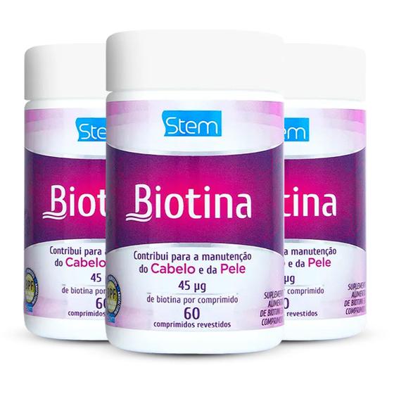 Imagem de Kit 3 Biotina Stem Pharmaceutical 60 comprimidos revestidos