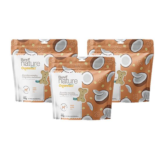 Imagem de Kit 3 Biscoito Cães Be Nature Coco E Aveia 150g Organnact