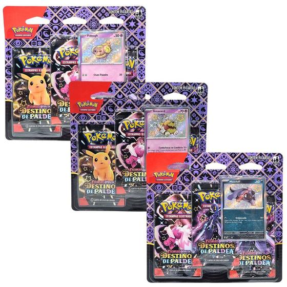 Imagem de Kit 3 Blister Escarlate E Violeta Pokémon Destinos Paldea Fidough Greavard Maschiff
