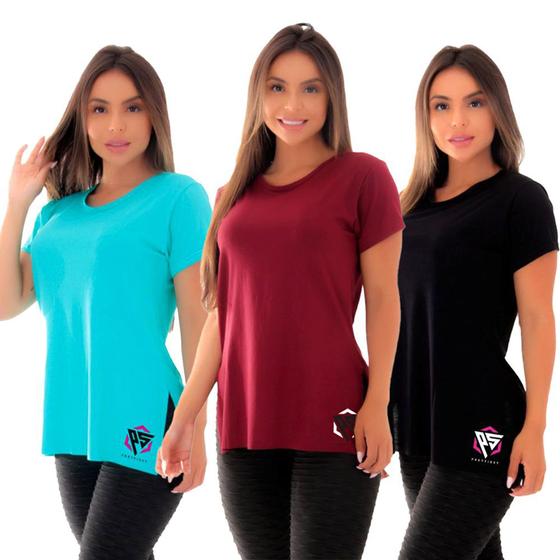 Imagem de Kit 3 blusa femininas ps tapa bumbum academia