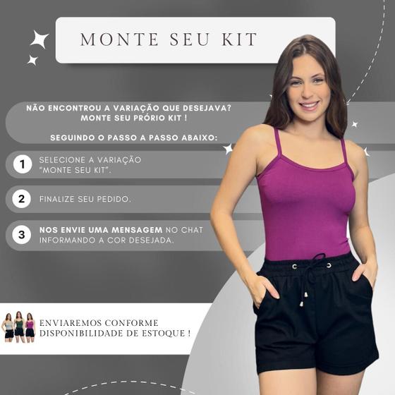 Imagem de Kit 3 Blusas Feminina Alcinha Regata Basica Tendência Verão