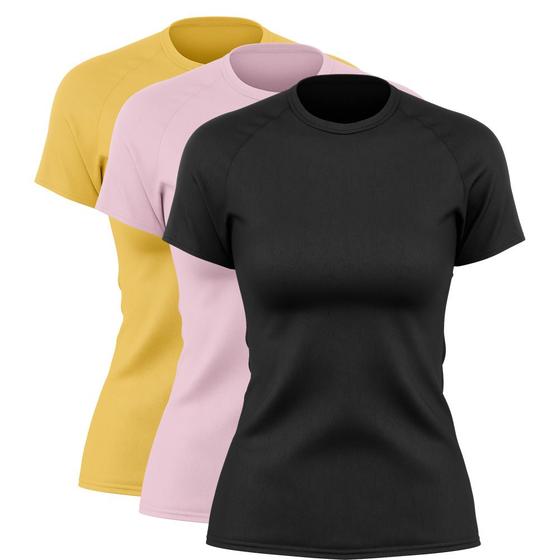 Imagem de Kit 3 Blusas Feminina Dry Academia Camiseta Camisa Esporte