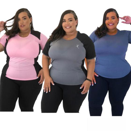 Kit 3 Blusas Plus Size Feminina Academia Confortável e Fresquinha Ideal Para Corrida e Caminhada Menor preço em Kit 3 Blusas Plus Size Feminina Academia Confortável e Fresquinha Ideal Para Corrida e Caminhada