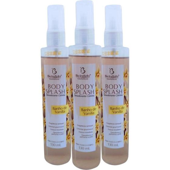 Imagem de Kit 3 Body Splash Desodorante Colônia Banho De Vanilla 130Ml