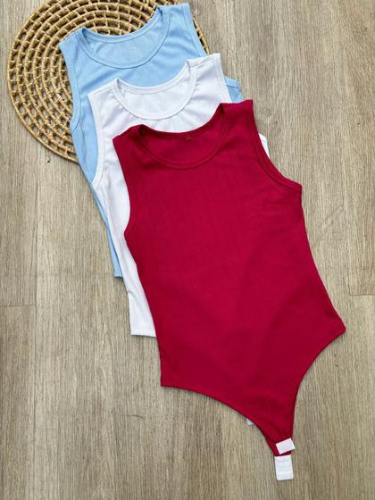 Imagem de kit 3 bodys regata feminino ribana premium verão blogueira